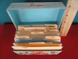 Vintage Ohio Art Tin Recipe Box with Handwritten Recipes and Printed Dividers - Picture 1 of 5