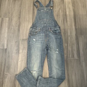 Gap Denim Overalls Pants Girls Size Large Distressed Straight - Picture 1 of 7