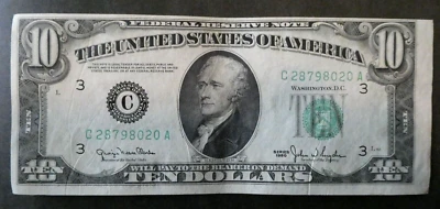 1950 misaligned print US $10 Federal Reserve Note - Image 1 of 4