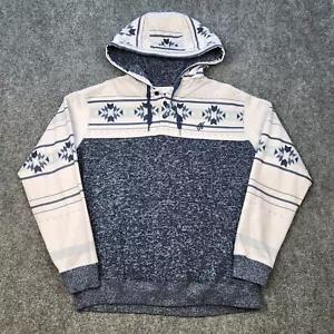 Hooey Hoodie Mens L Blue Cowboy Western Hooded Aztec Sweater Sweatshirt 1/4Snap - Picture 1 of 7