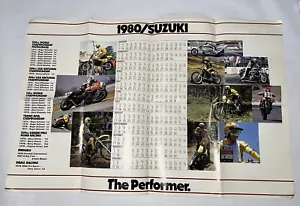 Vintage 1980 Suzuki Calendar Motorcycle Racing Bike Poster 12” x 20” - Picture 1 of 9