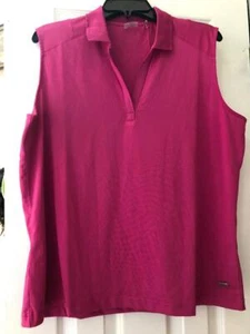 NWT Ladies TEHAMA Raspberry Fuchsia Sleeveless Golf Tennis Shirt Top - M L & XL - Picture 1 of 1