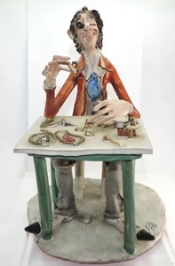 Kunst Tonfigur handgearbeitet Juwelier bei der Arbeit - Picture 1 of 8