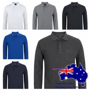 Jb's Wear Classic Fit Long Sleeve Polo W/ Pocket & UPF 50+ Knitted Collar 210PL - Picture 1 of 10