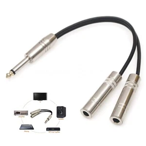 1To2 6.35mm Mono Jack Splitter HiFi Audio Musical Instruments Adapter Connector - Picture 1 of 12