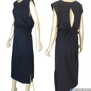 VINCICE.~NUOVO CON ETICHETTE $245~SeXY NERO MAGLIA COTONE MIDI SHIFT ABITO PEEKA-BOO POSTERIORE TAGLIA:XL - Foto 1 di 10