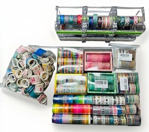 400+ Rolls Washi Tape New Various Colors Foils Patterns 6 Stacking Dispensers! - Picture 1 of 18