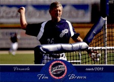 2013 Pensacola Blue Wahoos Grandstand #3 Tom Brown Venice Florida Baseball Card