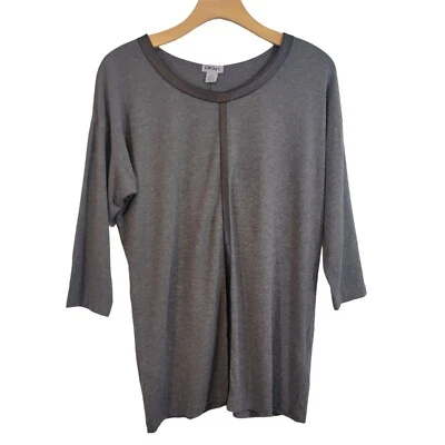 Camisa DKNY Gris Negra Manga 3/4 Imitación Cuero Borde Top Mujer Talla XS Moto  Foto 1 de 4