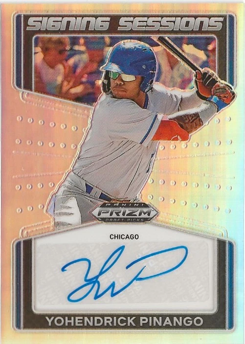 V56) 2022 Panini Prizm Yohendrick Pinango Silver Prizm Auto SP RC Chicago Cubs - Image 1 of 1