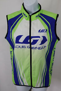 Louis Garneau Mens Size 4 Small Cycling Wind Vest  3 Pockets Green Blue Full Zip