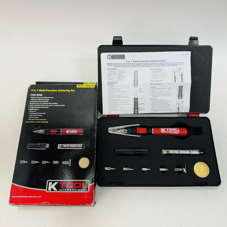 K TOOL INTERNATIONAL KTI-70059 Multi-Function Butane Solder Kit, 25-80 Watt - Image 1 of 4