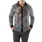 Sequined Shirt Daily Sequins Shirt Sparkly Tops Dance Long Sleeve Mens
