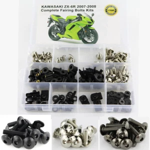 Kit de tornillos de carrocería negro apto para 2007-2008 Kawasaki ZX-6RR ZX-6RR - Imagen 1 de 11