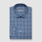 60 Van Heusen Men Regular Fit Blue Plaid Stretch Dress Shirt Size 16 165 32 33