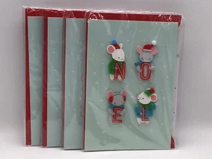 Lot of 4 Hallmark MICE MOUSE NOEL Signature 3D Merry Christmas HOLIDAY Cards - Picture 1 of 4