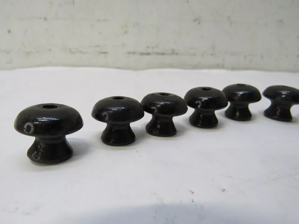 Lot of 10 NOS 1800's Antique small wooden Black Round Drawer Handles knobs pulls - Image 1 of 4