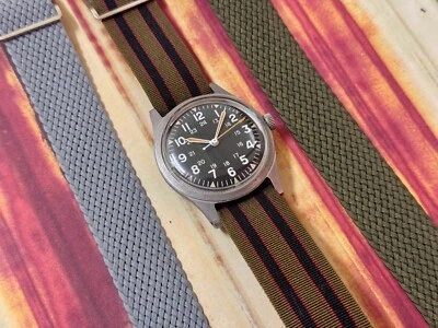 Reloj militar vintage Benrus GG-W-113 1973 pátina perfecta edición Vietnam 3 bandas Foto 1 de 4