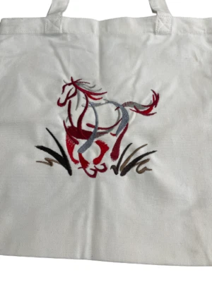 New Canvas Running Horse Tote Bag purse horse lover rodeo mom tack western  — 第 1/3 张图片