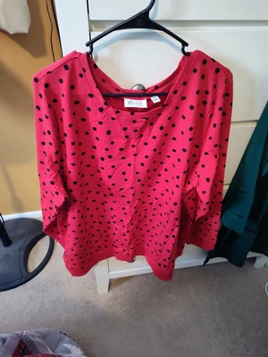 SUDADERA MUJER DENIM & COMPANY LUNARES ROJA Y NEGRA A235183 NUEVA TALLA XL Foto 1 de 4