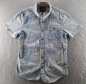 Roark Shirt Mens Medium Blue Geometric Hawaiian Short Sleeve Preppy Adventure - Picture 1 of 13