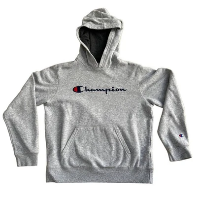 Champion Gris Jaspeado Bordado Frontal y Manga Pullover Sudadera con Capucha Cordón XL Foto 1 de 4