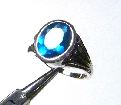 Venta Anillo de plata de ley 925 de cuarzo azul aciano talla 7,5  Foto 1 de 4