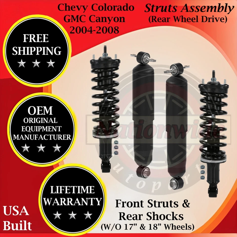 Monroe OEM Front Strut & Rear Shock For 2004-2012 GMC Canyon/Chevy Colorado 2WD - Image 1 of 4