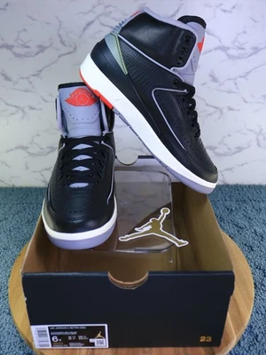 Tênis Nike Air Jordan 2 retrô preto cimento cinza vermelho branco DR8884-001 EUA tamanho 6Y! - Imagem 1 de 4