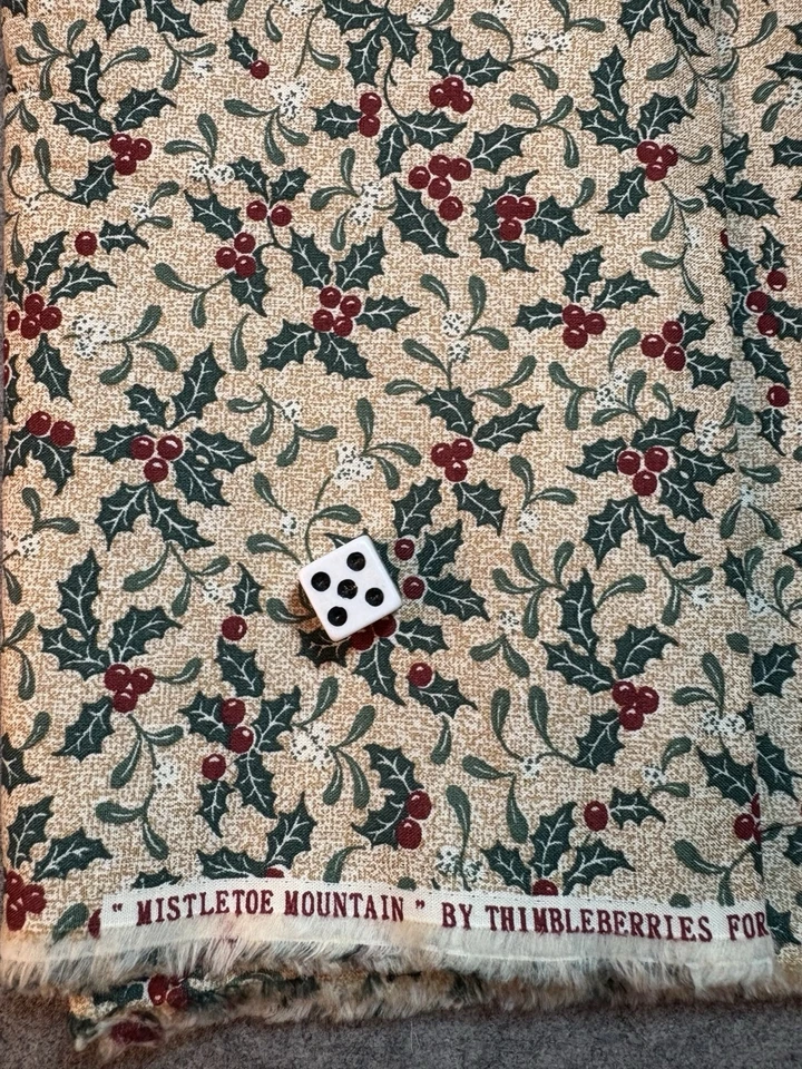 Dedalles Tela Algodón Muérdago Montaña Navidad Acebo Bayas Por POR Y Foto 1 de 1