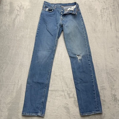 Jeans Levi's 501 para mujer azul denim con botones desgastados talla W27 L32 años 90 Foto 1 de 4