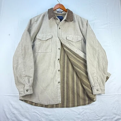 Club Room Mens XL Corduroy Shacket Beige Brown Lined Button Front Casual - Image 1 of 4