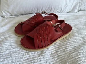 Fracap Sandalen rot Leder Gitter Schnalle Riemen Gr. 38 UK 5 Toast - Bild 1 von 18