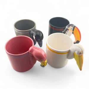 Bergschrund Bird Coffee Mug 4 Cup Vtg 1986 Seattle Toucan Pelican Flamingo Goose - Picture 1 of 23