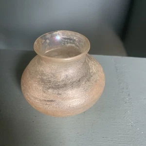 Vintage Murano Scavo Glass Matte Iridescent Vase - Small 3.25” x 2.5” Tall - Picture 1 of 11