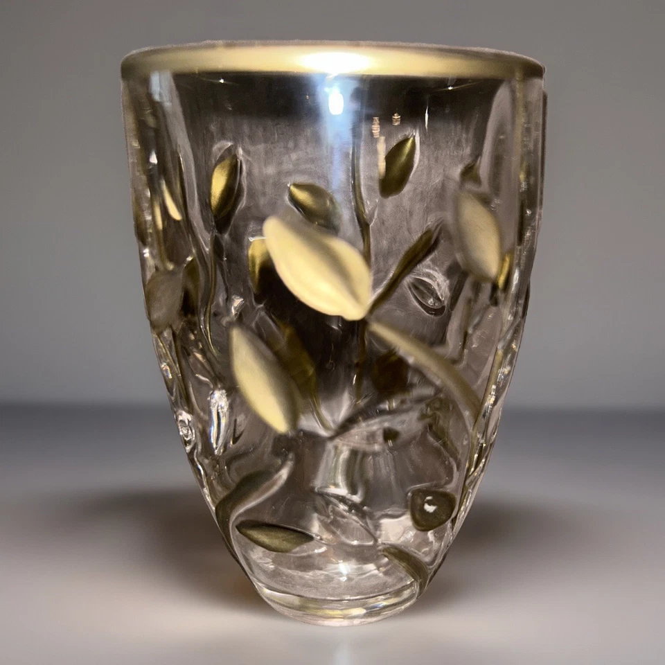 BELLA LUX Heavy Glass Silver Leaves Design Set of 4 - Image 1 of 4