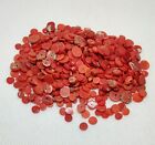 50 CTs Italian Sea Red Coral Loose Tire Coin Button Shape Gemstone Drilled Beads
