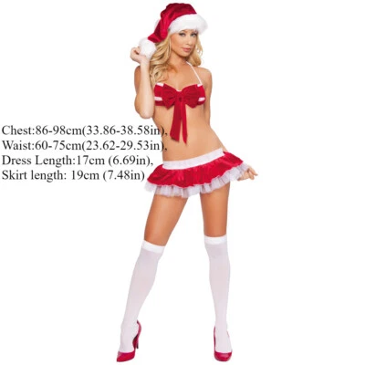 Mujeres Navidad Sexy Lencería Vestido Papá Noel Trajes Juegos con disfraces Fiesta Disfraces Traje Foto 1 de 4