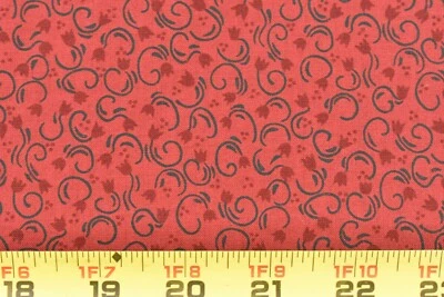13" Long, Burgundy & Navy Floral on Burgundy Cotton, Benartex/St. Nicole, P2887 - Image 1 of 4