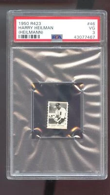 1950 R423 #46 Harry Heilman Heilmann PSA 3 Graded Baseball Card MLB Game Strip - Image 1 of 2