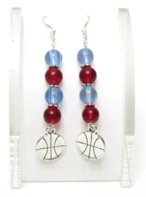 WNBA ATLANTA DREAM EARRINGS-NEW-HANDCRAFTED - Image 1 of 2