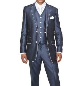 Men's Slim Fit Wool Feel Suit With Matching Vest And Pants 5 Colors 38R~56L - Picture 1 of 8