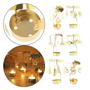 Candeliere d'oro romantico girevole Portacandele moderno di tè a - Imagen 1 de 62