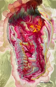 Tonito Original Painting.Half Face.Unique Organic abstract Otherworldly art - Picture 1 of 2