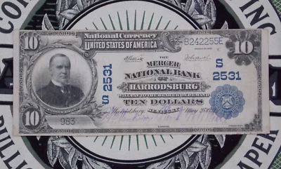 1902 $10 NB National Currency Kentucky *HARRODSBURG* KY CH#2531 #B242255E ECC&C - Image 1 of 4
