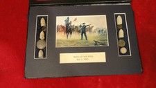 CIVIL WAR ERA BATTLE OF GETTYSBURG RELIC DISPLAY W/PRINT-FIRST DAY BATTLE-7-1-63