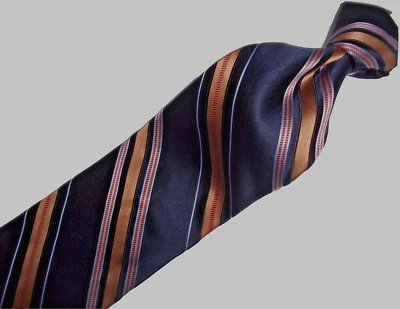 ]] Corbata de seda a rayas multicolor negra IKE Behar L58" x 3,75" W Foto 1 de 4