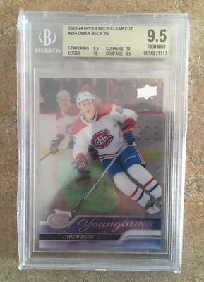 2023-24 Upper Deck Young Gun Clear Cut #214 Owen Beck BGS 9.5 - Image 1 of 3