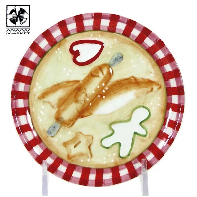 MWW Market HOW TO MAKE GINGERBREAD -ROLL DOUGH 4.5" Mini Plate Gingham Christmas - Image 1 of 4