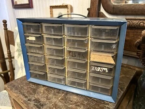 Vintage Akro Mils Blue Metal Garage/Shop/Craft Storage Organizer-24 Drawers - Picture 1 of 10